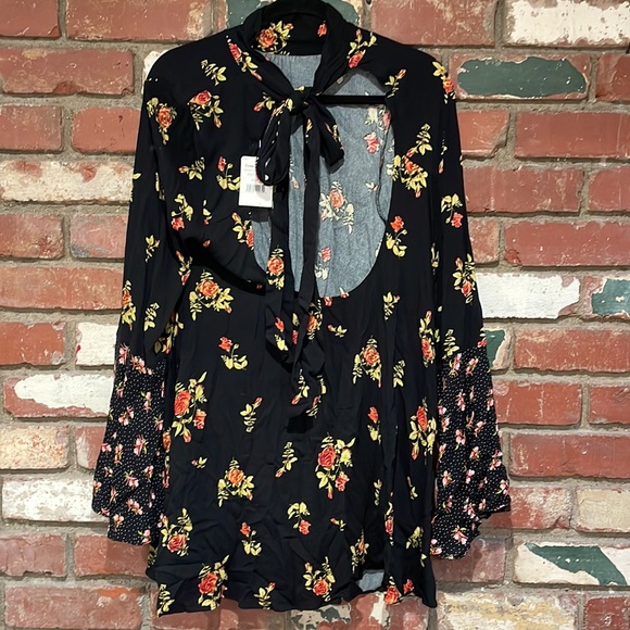 NEW Free People Mock Neck Mini Dress - Picture 7 of 9